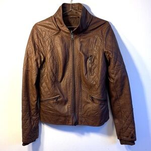Garage Rebels Quilted Brown Faux Leather Jacket – Women’s size medium